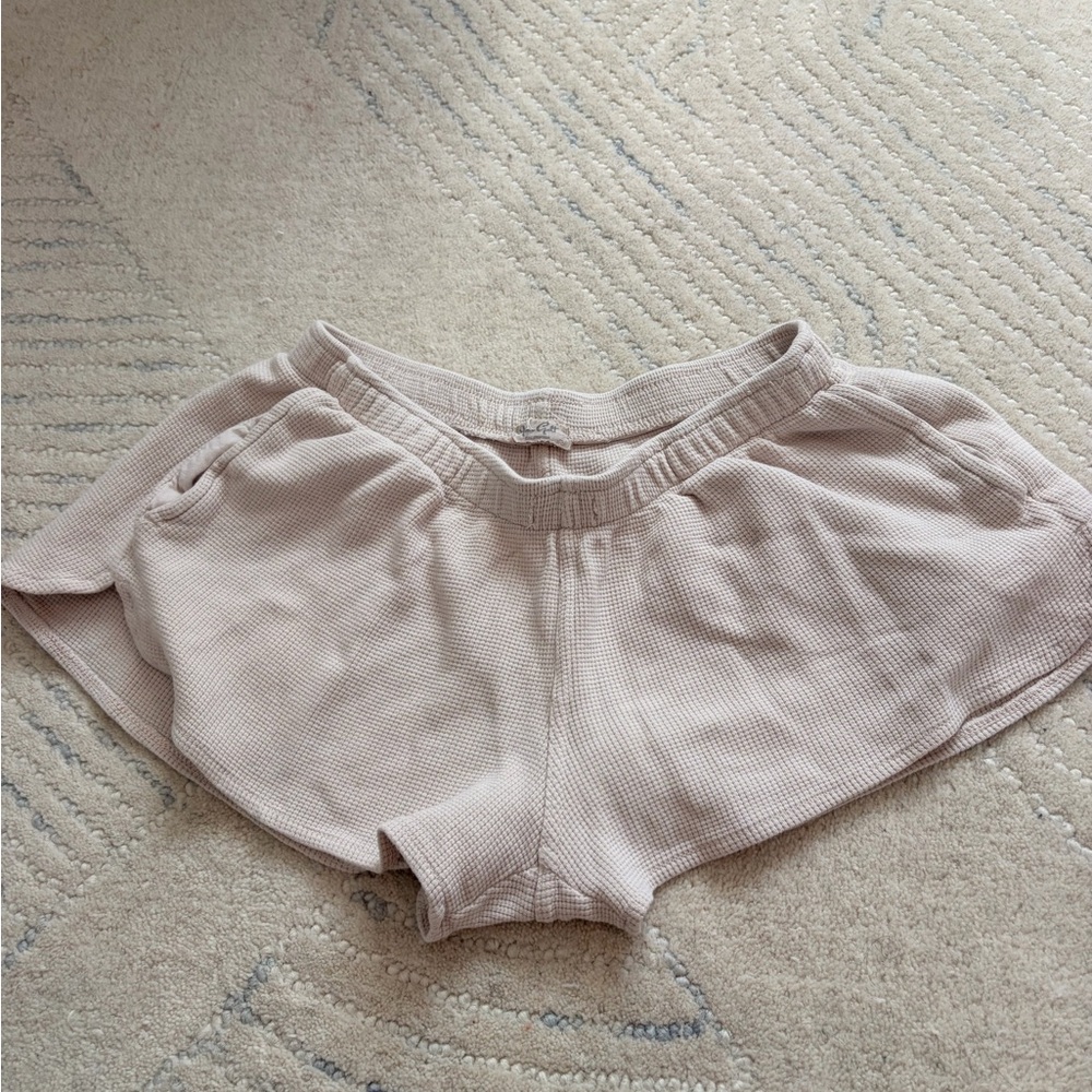 Brandy Melville Waffle Knit Shorts in Blush Pink